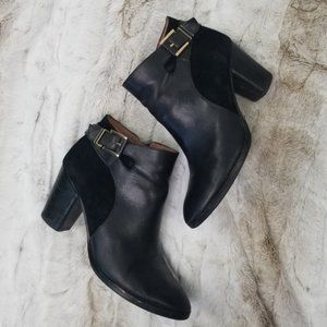Louise Et Cie -  Lo Vasca  - Suede & leather Buckled Heeled Booties - Size 7.5